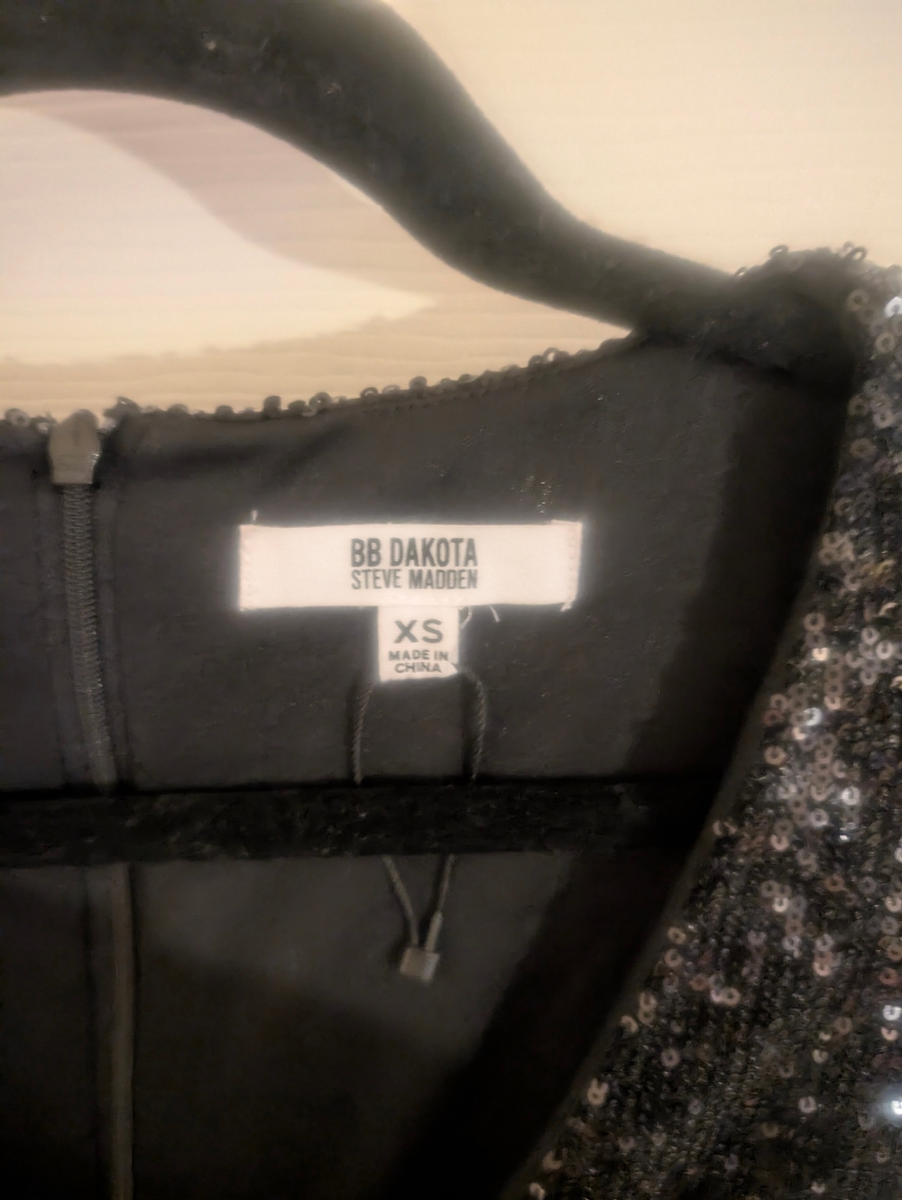 BB Dakota By Steve Madden Black Sequin Crystal Fringe Lined Mini Dress - Picture 2 of 4